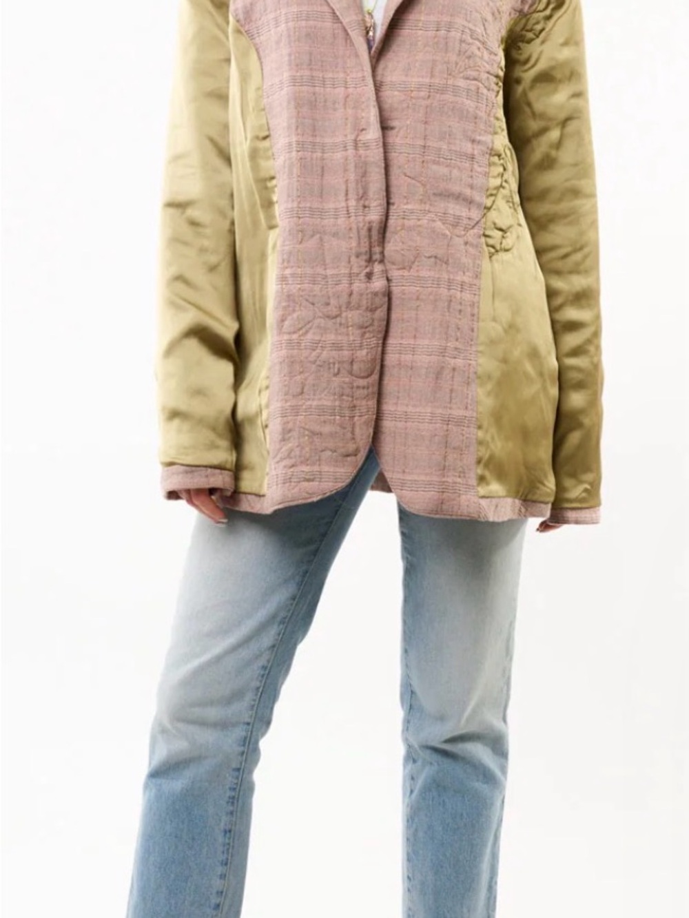 Aratta Blush Pink Plaid Blazer with Floral Embroidery - Picture 8 of 11